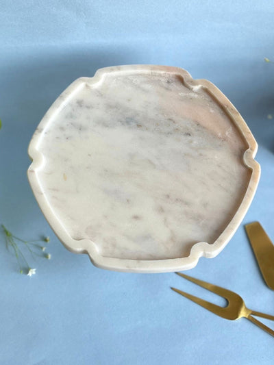 Marble Cake Stand 8 Inch Hexagon Shape