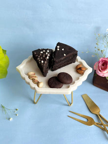 Marble Cake Stand 8 Inch - Hexagonal Leaf Shape