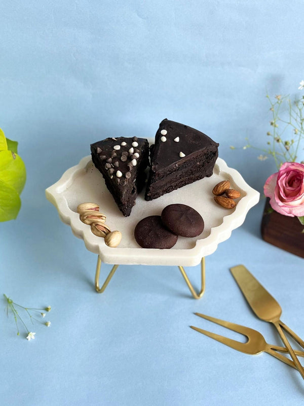Marble Cake Stand 8 Inch - Hexagonal Leaf Shape