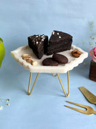Marble Cake Stand 8 Inch - Hexagonal Leaf Shape