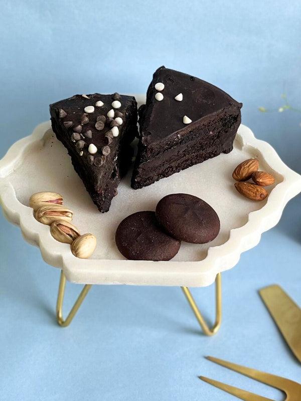 Marble Cake Stand 8 Inch - Hexagonal Leaf Shape