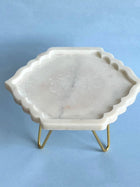 Marble Cake Stand 8 Inch - Hexagonal Leaf Shape