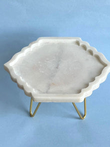 Marble Cake Stand 8 Inch - Hexagonal Leaf Shape