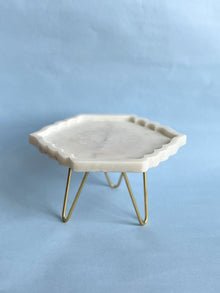 Marble Cake Stand 8 Inch - Hexagonal Leaf Shape
