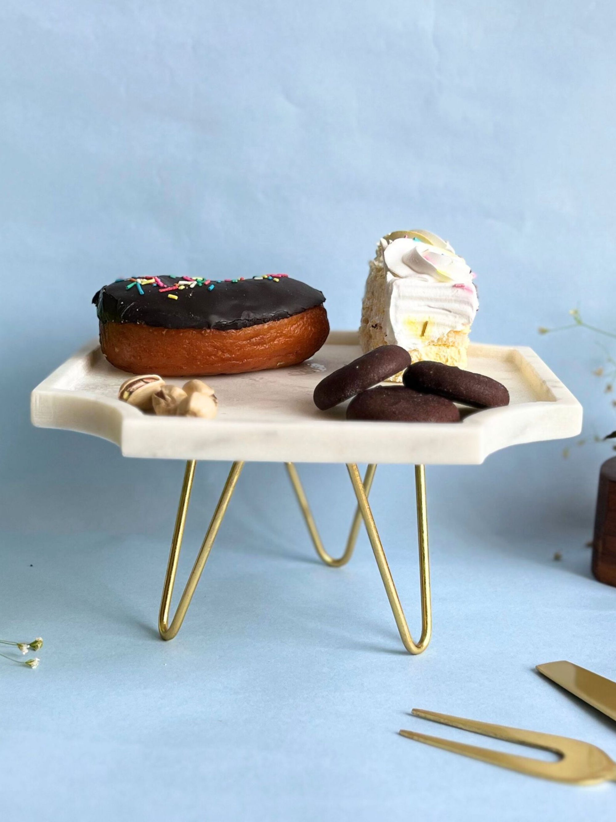 Marble Cake Stand 8 Inch - Octagon Shape