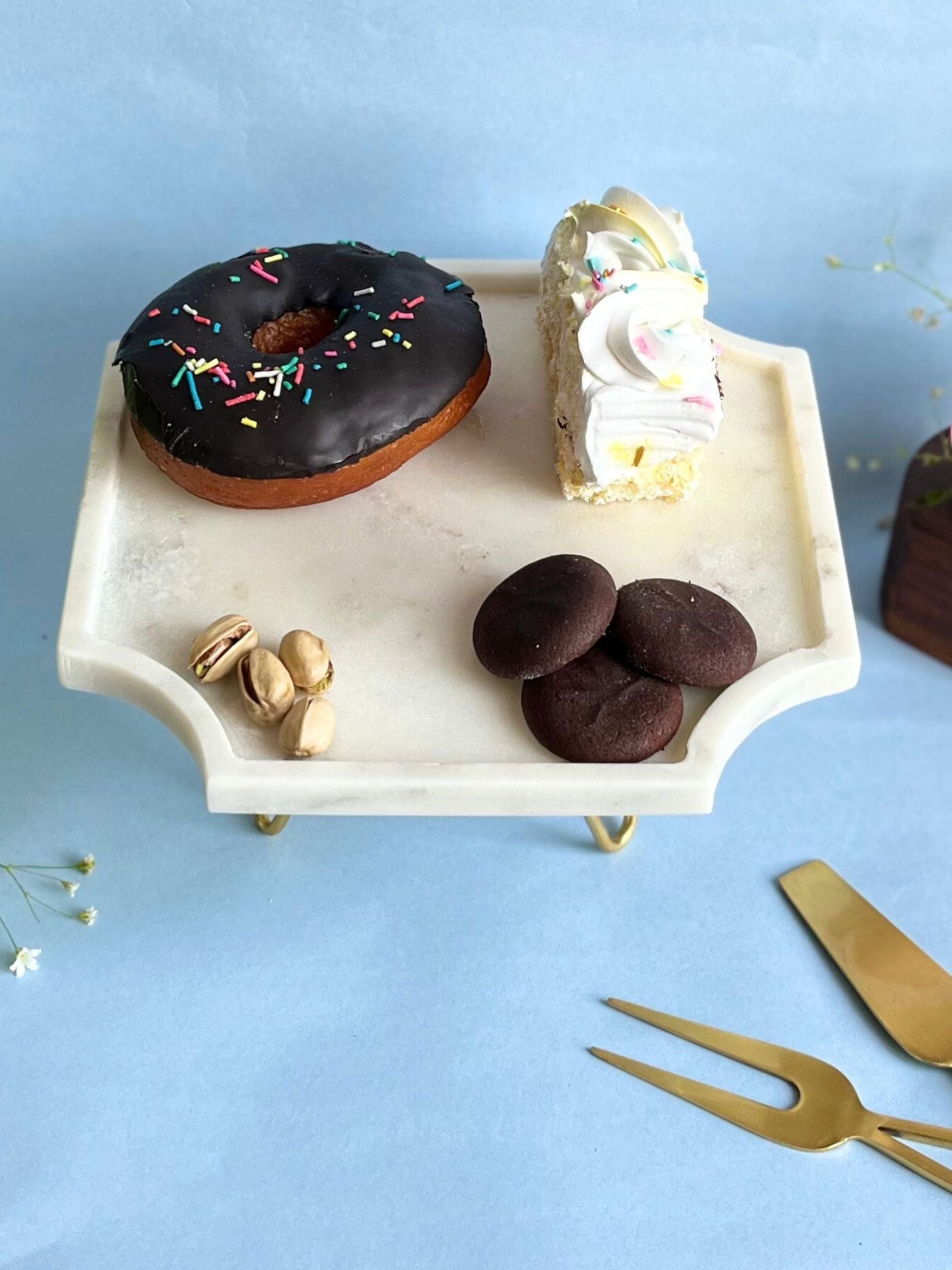 Marble Cake Stand 8 Inch - Octagon Shape