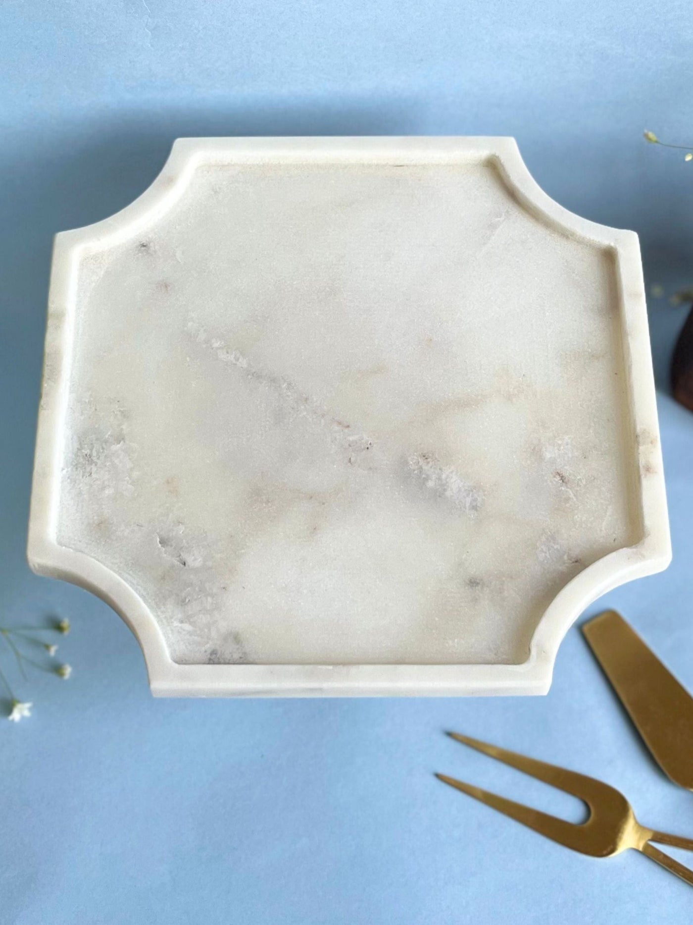 Marble Cake Stand 8 Inch - Octagon Shape