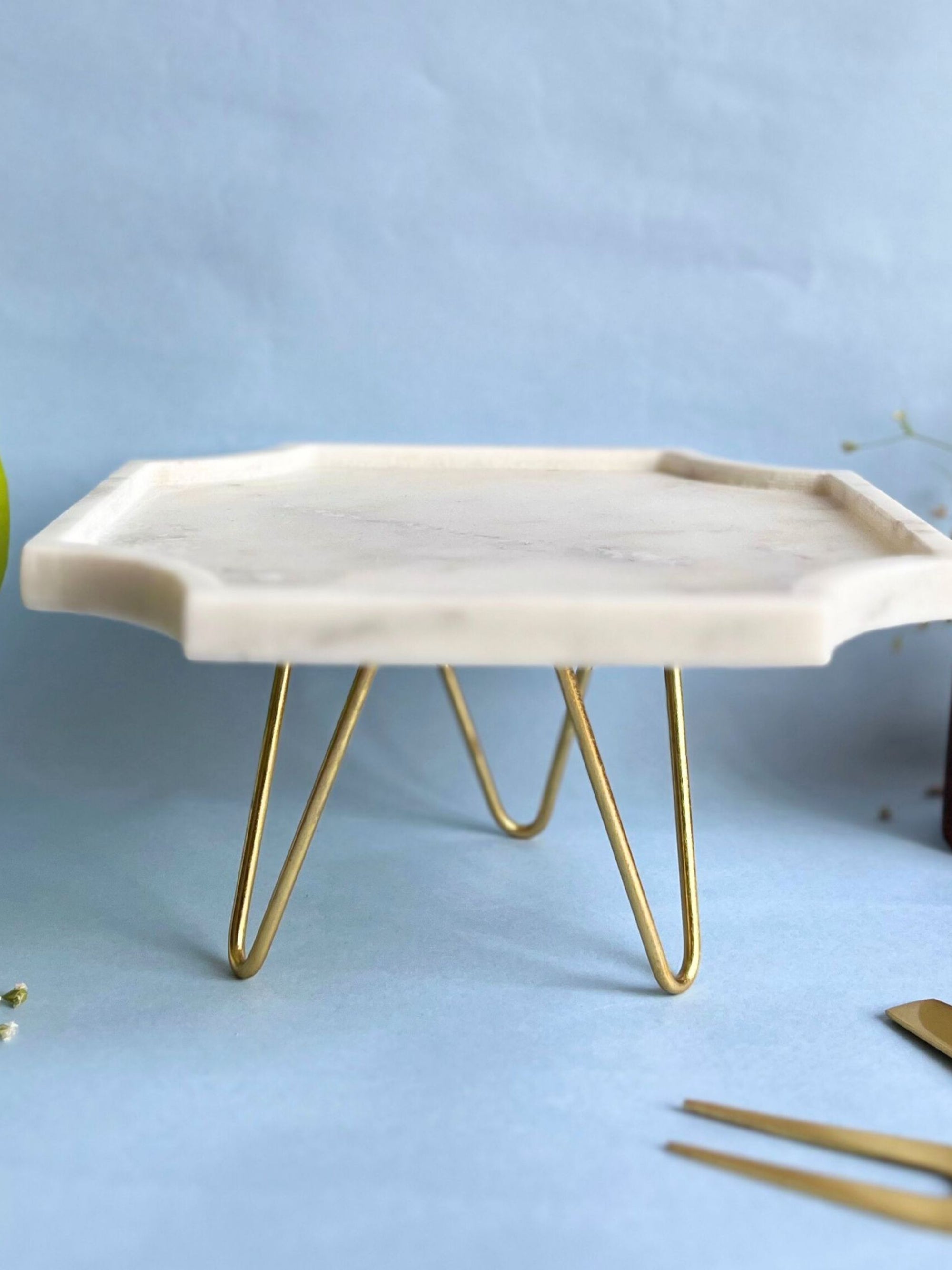 Marble Cake Stand 8 Inch - Octagon Shape