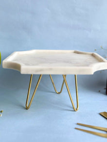 Marble Cake Stand 8 Inch - Octagon Shape