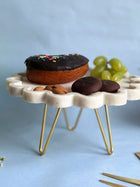 Marble Cake Stand 8 Inch - Round Floral Shape