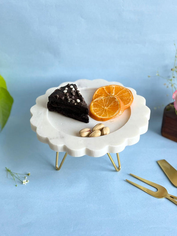 Marble Pastry Stand 8 Inch Round Sunflower Shape Cake Stand