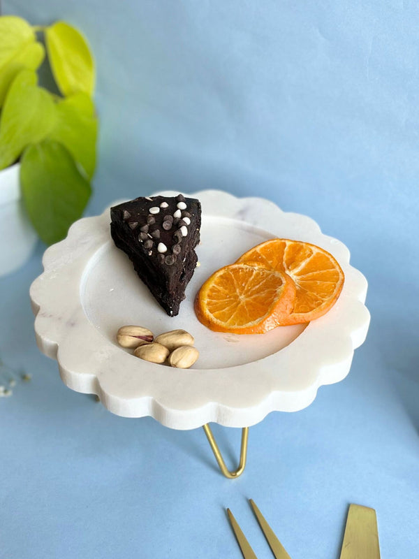 Marble Pastry Stand 8 Inch Round Sunflower Shape Cake Stand