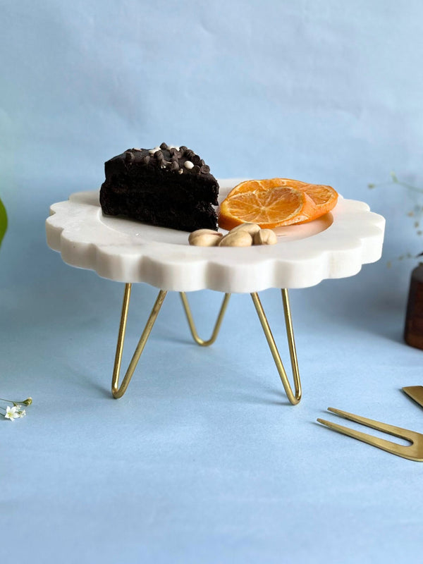 Marble Pastry Stand 8 Inch Round Sunflower Shape Cake Stand