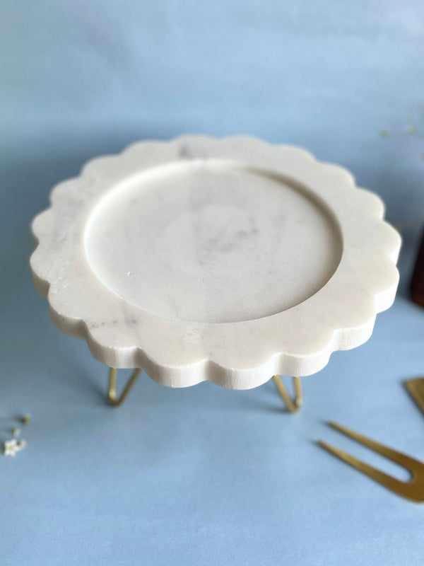 Marble Pastry Stand 8 Inch Round Sunflower Shape Cake Stand