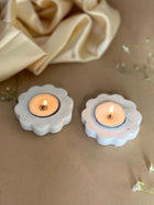 Marble Tea Light Candle Holder - Floral set of 2