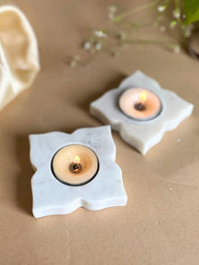 Marble Tea Light Candle Holder - Leaf set of 2