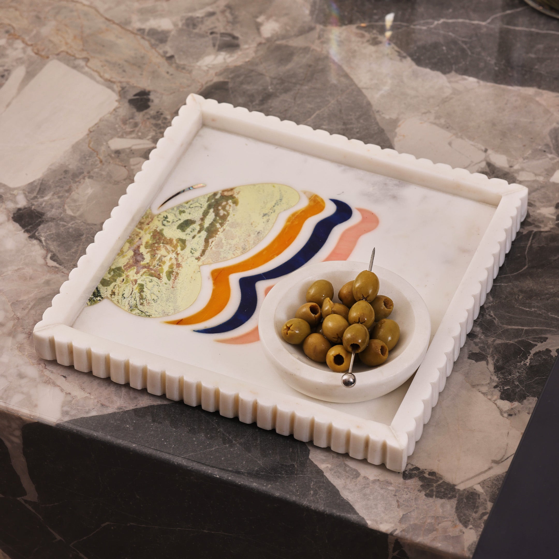 Limited edition - Lepora - Marble Inlay Tray with Bowl