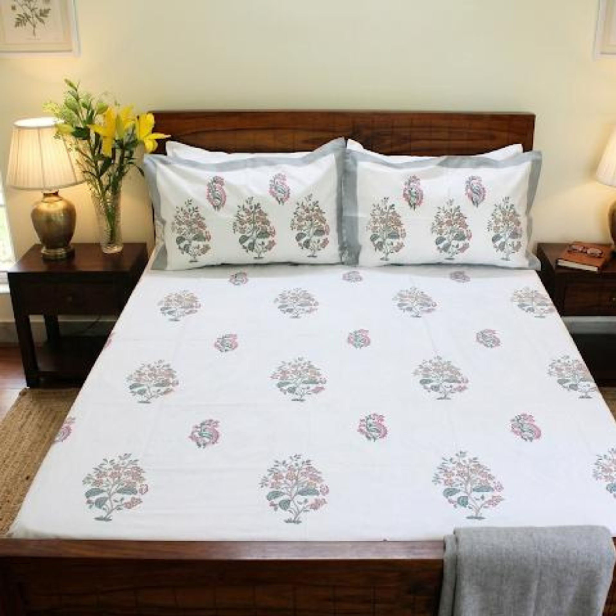 Colors Of The Garden Handblock Bedsheet