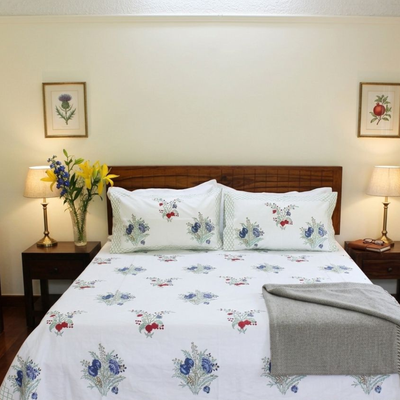 Colors Of The Garden Handblock Bedsheet