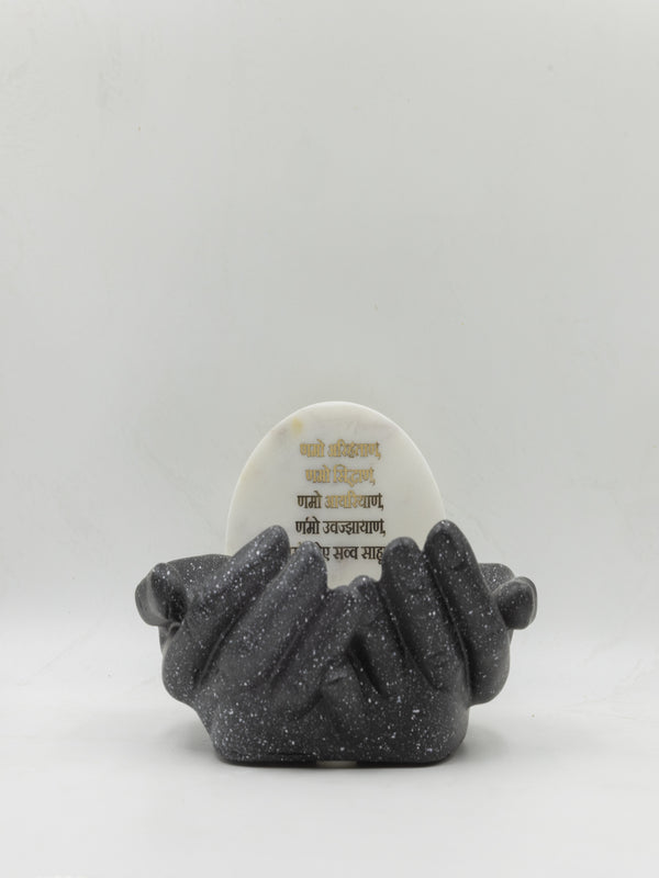 Marble Namokar Mantra Hand Urli – Spiritual Decorative Bowl for Home Temple & Meditation Spaces
