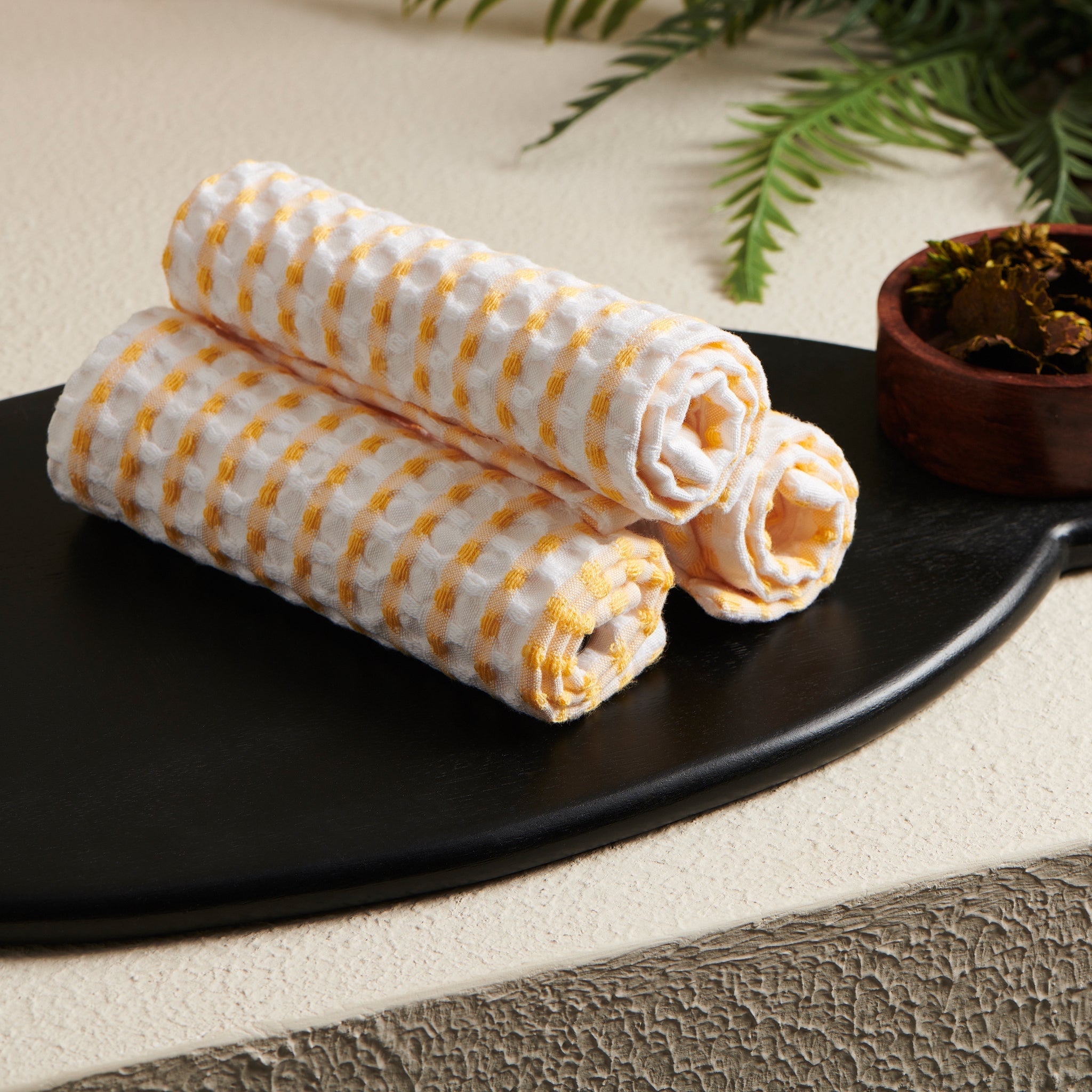 Melon | Cotton | Waffle | Face Towels - Set of 2 - Product Image 