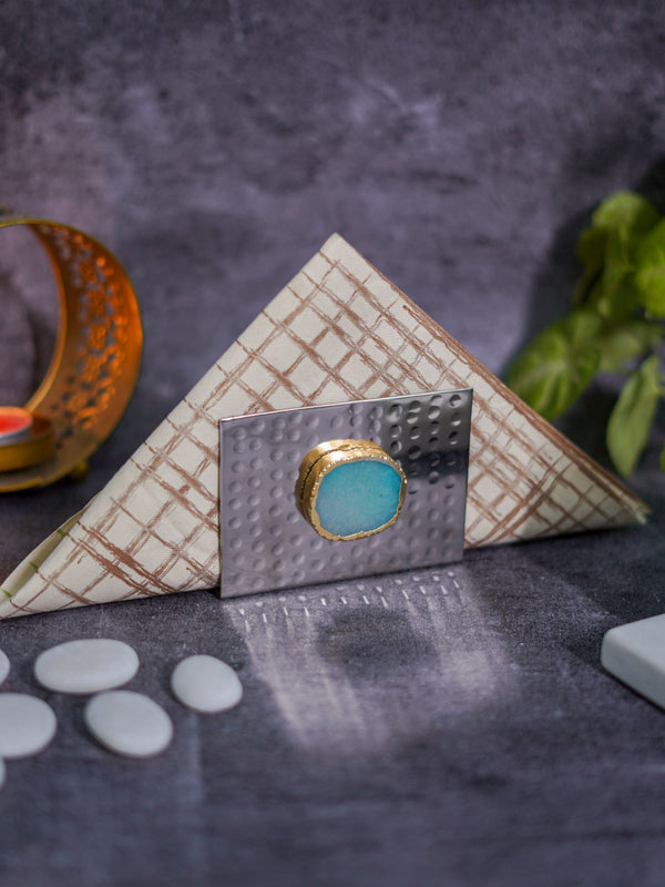 Metal Tissue Holder - Green Agate