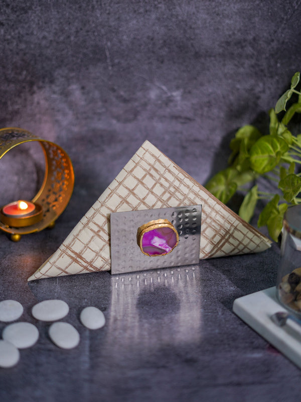 Metal Tissue Holder - Pink Agate