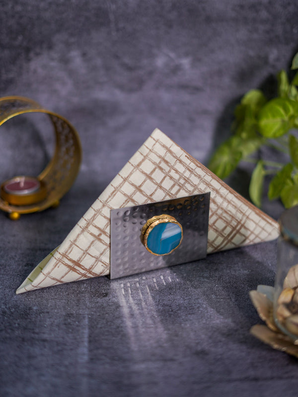 Metal Tissue Holder - Turquoise Agate
