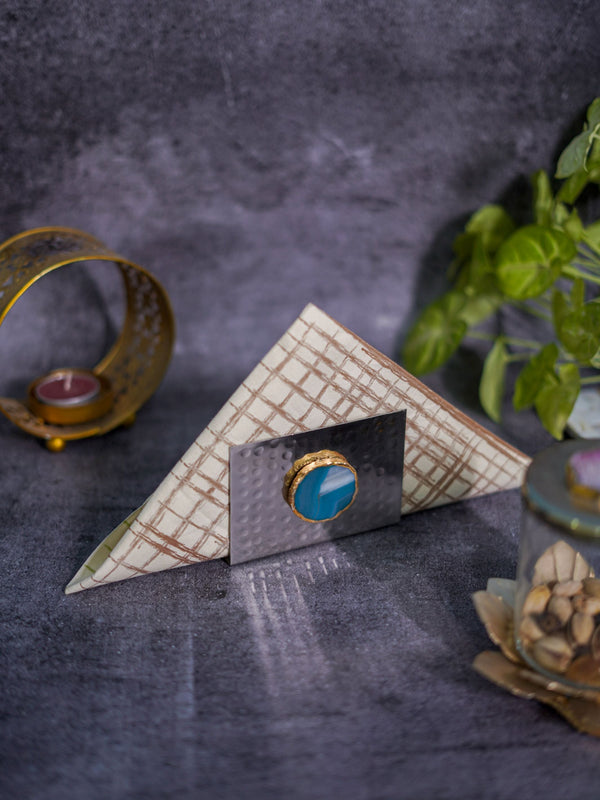 Metal Tissue Holder - Turquoise Agate