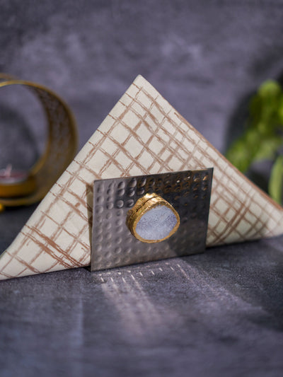 Metal Tissue Holder - White Agate