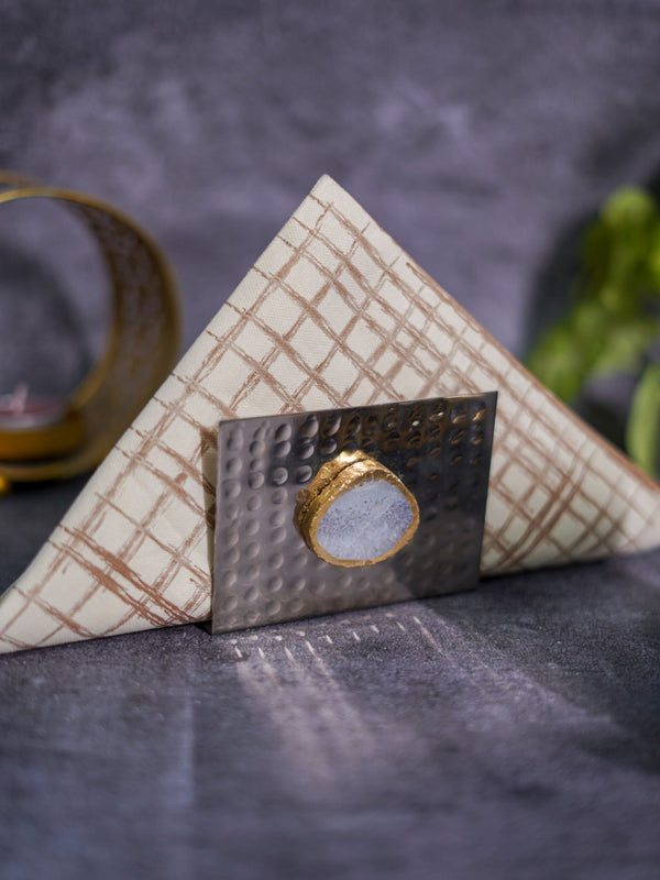Metal Tissue Holder - White Agate