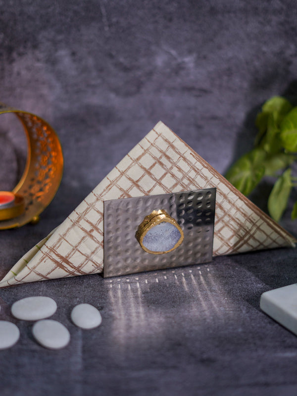 Metal Tissue Holder - White Agate