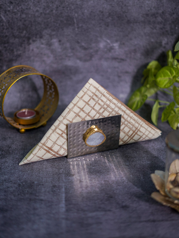 Metal Tissue Holder - White Agate