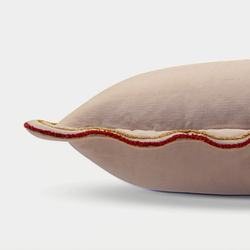 Aurora Scallop Oatmeal Embroidered Cushion Cover
