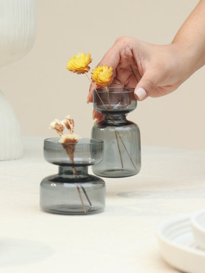 Mini Glass Vases - Slate Grey