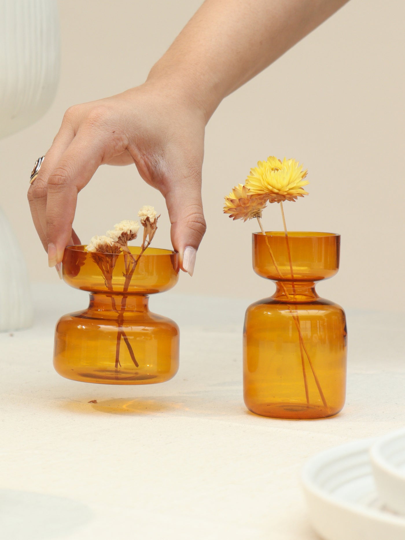 Mini Glass Vases - Amber