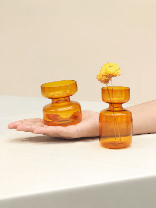 Mini Glass Vases - Amber
