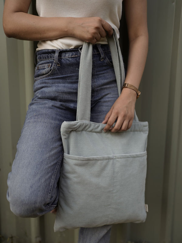 Minimalist Corduroy Day Tote - Sage