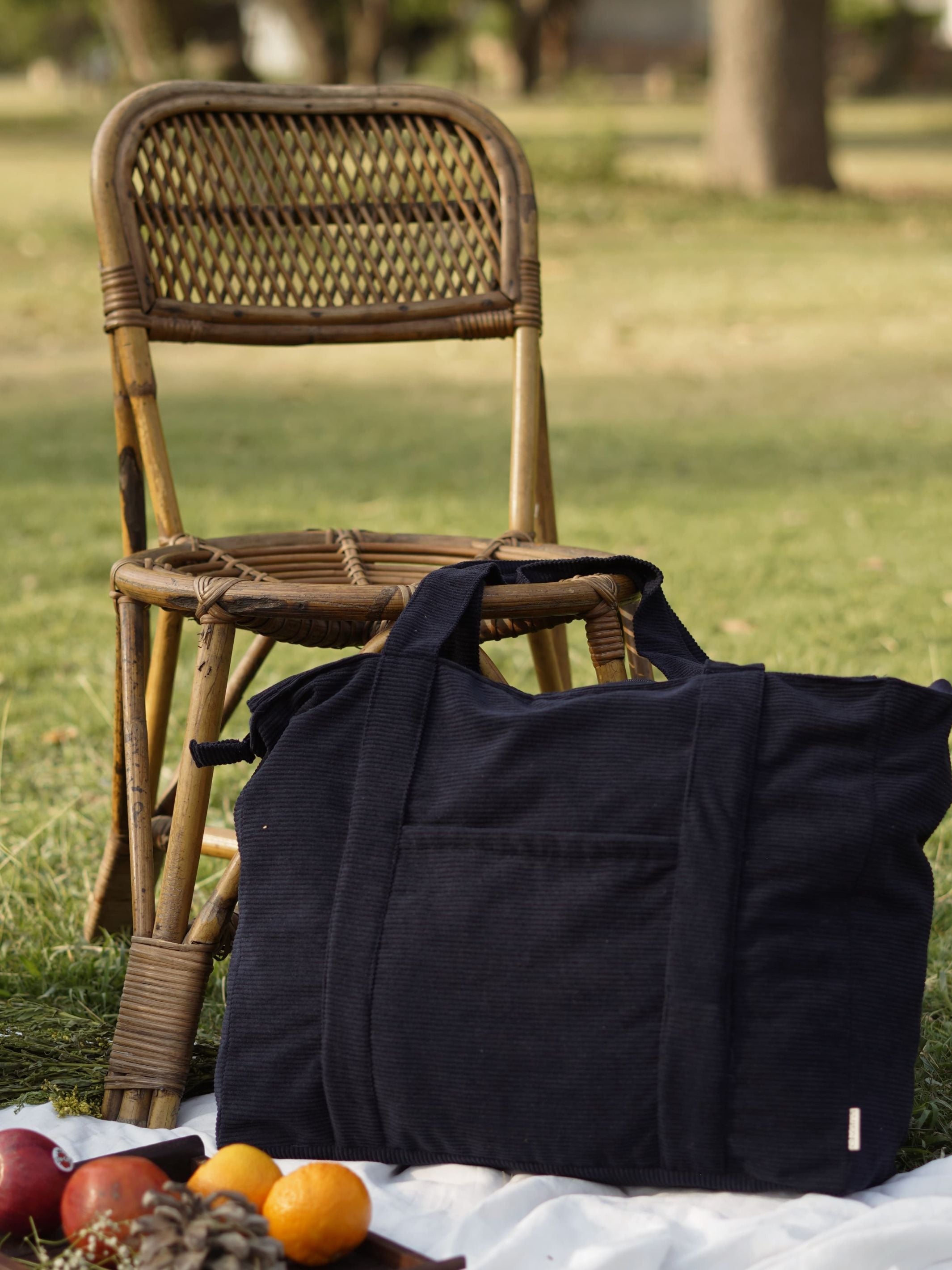 Minimalist Corduroy Shoppers Tote - Midnight Sky