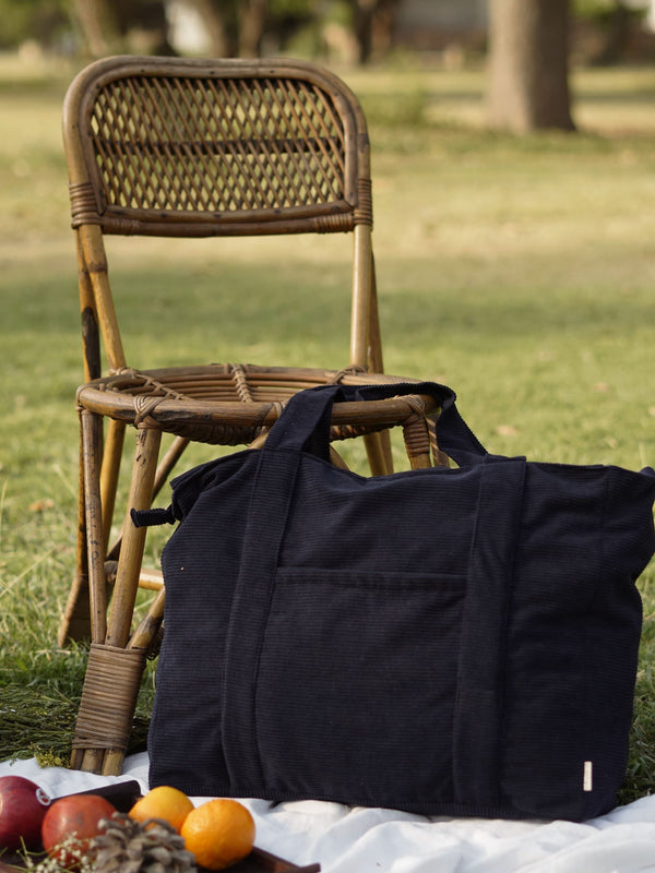 Minimalist Corduroy Shoppers Tote - Midnight Sky