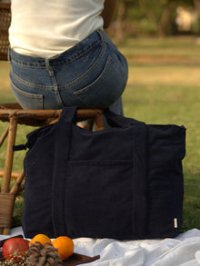 Minimalist Corduroy Shoppers Tote - Midnight Sky