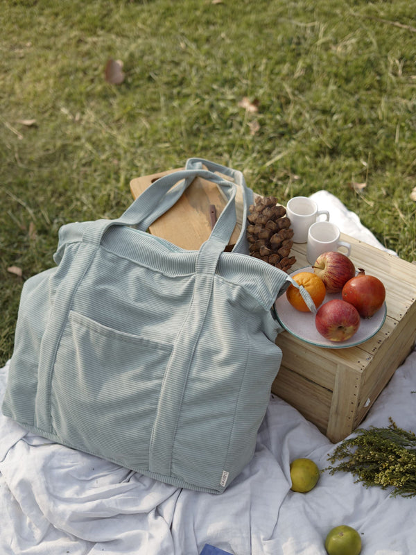 Minimalist Corduroy Shoppers Tote - Sage