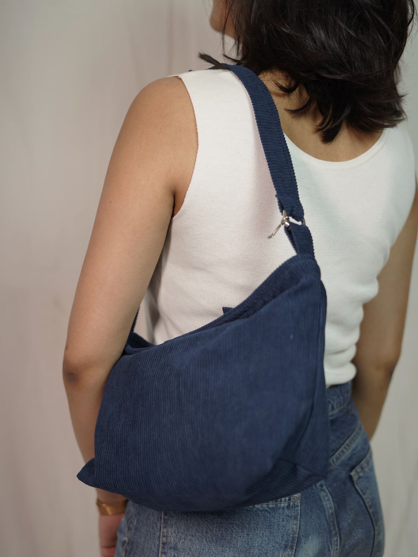 Minimalist Corduroy Sling Bag - Vincent Blue
