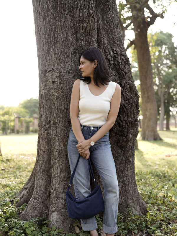 Minimalist Corduroy Sling Bag - Vincent Blue