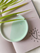 Round Concrete Coaster - Mint Abstract