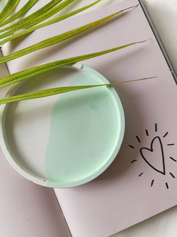 Round Concrete Coaster - Mint Abstract