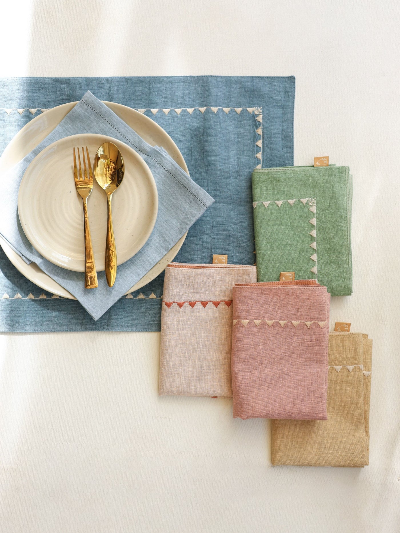 Mirage Azure Linen Table Mats Set of 2