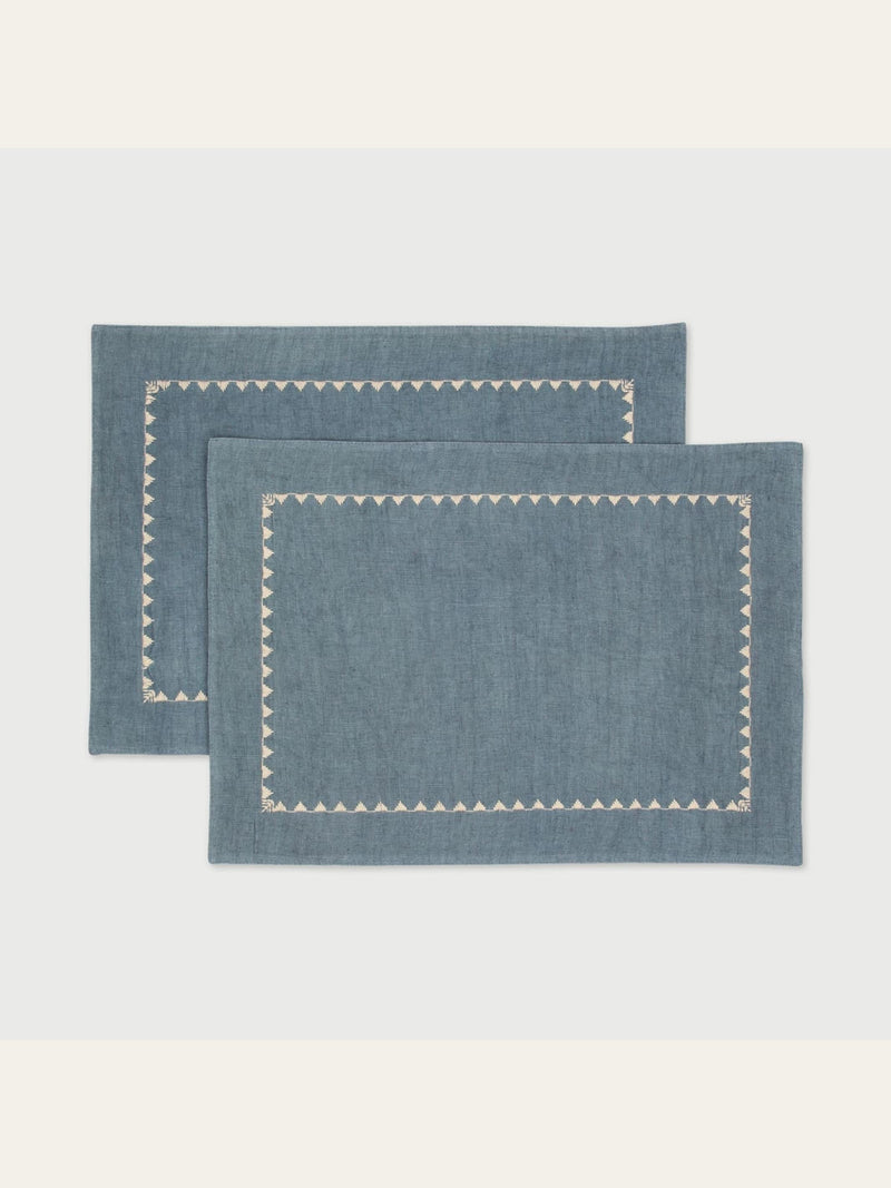 Mirage Azure Linen Table Mats Set of 2