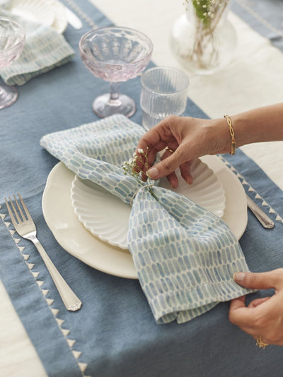 Mirage Azure Linen Table Runner