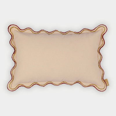 Aurora Scallop Oatmeal Embroidered Oblong Cushion Cover